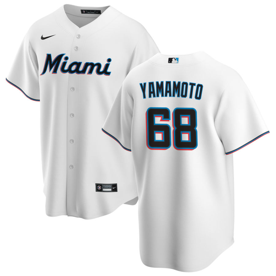 Nike Men #68 Jordan Yamamoto Miami Marlins Baseball Jerseys Sale-White
